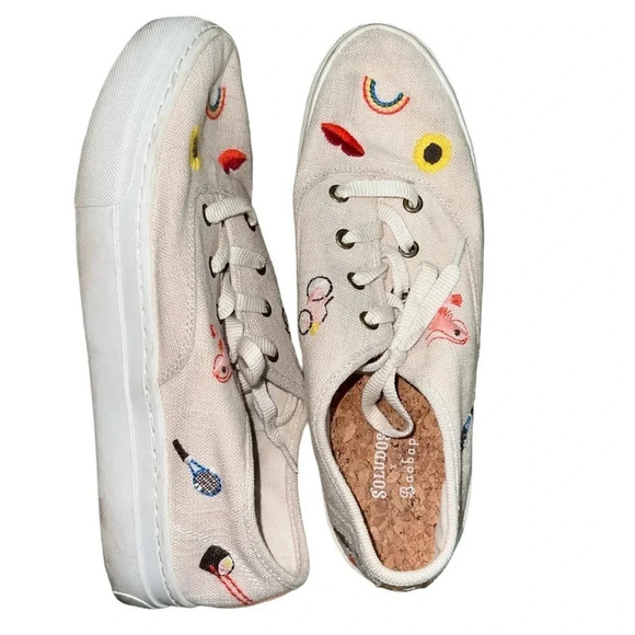 Anthropologie Soludos x Baobap‎ Embroidered Porto Sneakers Size 10 Platform - Picture 4 of 9